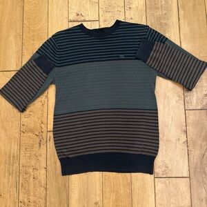 RVCA Men's Striped Crewneck Sweater - Navy and Gray